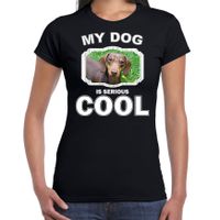 Teckel honden t-shirt my dog is serious cool zwart voor dames