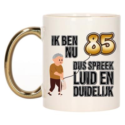 Verjaardag cadeau mok 85 jaar - luid en duidelijk - goud - 300 ml - Keramiek Verjaardag cadeau mok 85 jaar - luid en duidelijk - goud - 300 ml - Keramiek