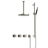 Hotbath Cobber - CW7067 - Inbouw Regendoucheset - Geborsteld Nikkel - 2 Stopkranen - Thermostatisch - Plafondbuis 30 cm - Hoofddouche 300 mm - Ronde Handdouche - Glijstang 900 mm - met M106 - Waterbesparend