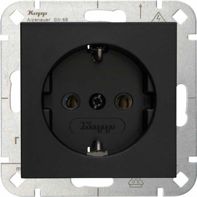 Kopp HK07 enkel stopcontact randaarde mat-zwart inbouw HK07 72949350008