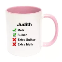 Mok met naam Checklist (roze)