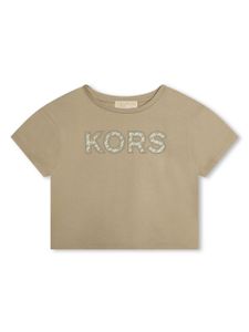 Michael Kors Kids t-shirt en coton biologique à logo appliqué - Tons neutres