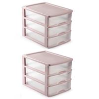 Plasticforte Ladeblok - 3x - roze - 3 lades - L35,5xB27xH26 - bureau organizer Plasticforte Ladeblok - 3x - roze - 3 lades - L35,5xB27xH26 - bureau organizer