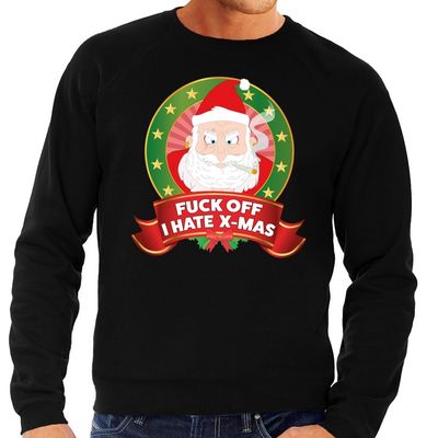 Foute kersttrui zwart Fuck Off I Hate X-mas voor heren Foute kersttrui zwart Fuck Off I Hate X-mas voor heren