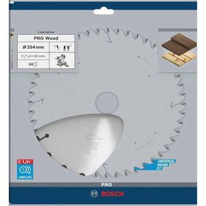 Bosch Professional Cirkelzaagblad voor Hout | PRO Wood | Ø 254mm Asgat 30mm 24T - 2608640434