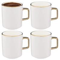 Koffiemokken Athena - 4x stuks - Keramiek - wit/goud - 350 ml - 8 x 9 cm Koffiemokken Athena - 4x stuks - Keramiek - wit/goud - 350 ml - 8 x 9 cm