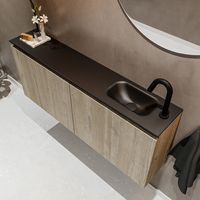 Mondiaz Ture 120cm toiletmeubel light brown grey met wastafel urban rechts 1 kraangat - thumbnail