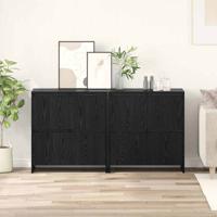 Dressoir 2 pcs Zwart eiken 70 x 41 x 75 cm Bewerkt hout
