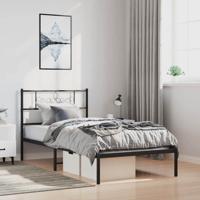 Bedframe met hoofdbord metaal zwart 100x190 cm