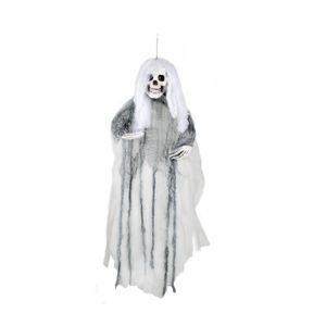 Horror hangdecoratie spook/geest pop wit 80 cm