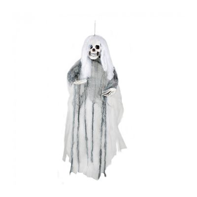 Horror hangdecoratie spook/geest pop wit 80 cm