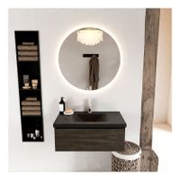 Mondiaz Bukla 80cm badmeubel modulair kleur dark brown met 1 lade en wastafel midden 1 kraangat kleur urban