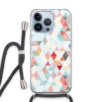 Gekleurde driehoekjes pastel: iPhone 13 Pro Transparant Hoesje met koord