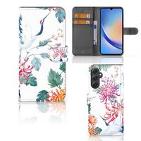 Samsung Galaxy A24 4G Telefoonhoesje met Pasjes Bird Flowers - thumbnail