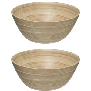 2x stuks Secret de Gourmet Slakom/serveer schaaltjes - bamboe - D25 cm - Saladeschalen