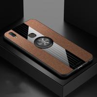 Voor vivo Y85 XINLI stiksels doek textuur schokbestendig TPU beschermhoes met ring houder (bruin)