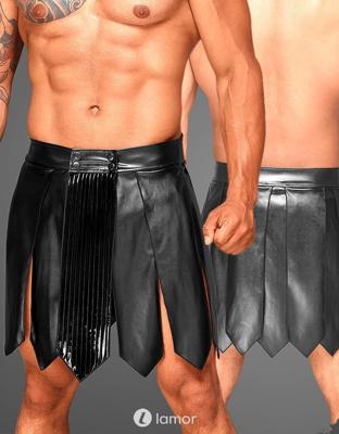 * NOIR handmade Eco leren heren gladiator rok met PVC, H053