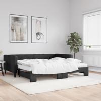 Slaapbank met onderschuifbed en matrassen 100x200 cm stof zwart