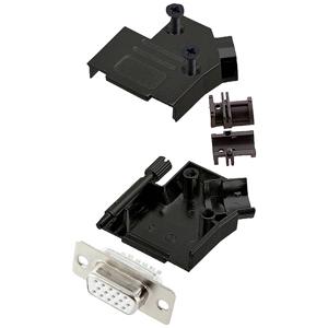 encitech D45ZK09-BK-HDS15-W-K 6355-8104-11 D-sub female connectorset 45 ° Aantal polen: 15 Soldeerkelk 1 stuk(s)