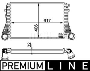 Intercooler, inlaatluchtkoeler BEHR HELLA SERVICE *** PREMIUM LINE *** MAHLE, u.a. für VW, Skoda, Audi, Seat