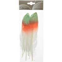 6x Groen/oranje/witte sierveren 18 cm decoraties   -