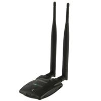 KINAMAX 2.4GHz 802.11b/g/ 300Mbps 500mW USB 2.0 draadloze WiFi netwerkadapter met dubbele winst antenne Support Network Decoder(White)