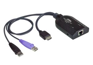 ATEN KVM Adapter [2x USB-A 2.0 stekker, HDMI-stekker - 1x RJ45-bus] 0.20 m Zwart