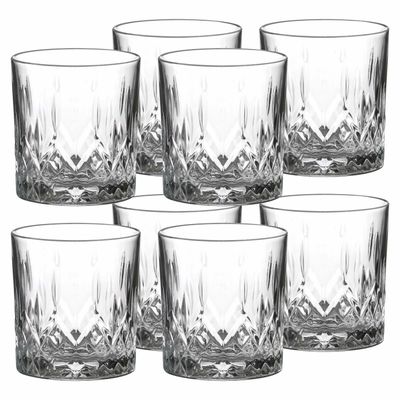 LAV whisky/water/drinkglazen Odin - gedecoreerd glas - 8x stuks - 330 ml