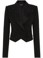 Dolce & Gabbana blazer crop à ornements en cristal - Noir - thumbnail