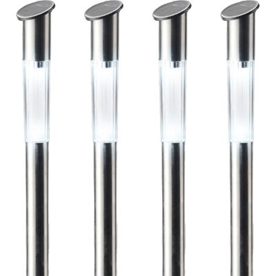 Solar prikspot/tuinspot led - 4x - rvs - H57 cm - koel wit