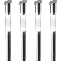 Solar prikspot/tuinspot led - 4x - rvs - H57 cm - koel wit
