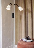 Grote zwarte vloerlamp met 2 glazen kappen Nordlux Molli Grote zwarte vloerlamp met 2 glazen kappen Nordlux Molli