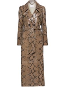 Dorothee Schumacher manteau en cuir à imprimé peau de serpent - Marron