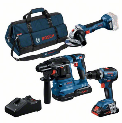 Bosch Blauw | Combopack | GSR 18V-55 + GWS 18V-7 + GBH 18V-22 | 18V | 2 x 4.0Ah ProCORE + lader | In tas - 0615A50035