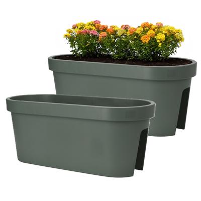 Balkon plantenpot/bloempot - 2x - groen - 60 x 25 cm - ovaal - kunststof
