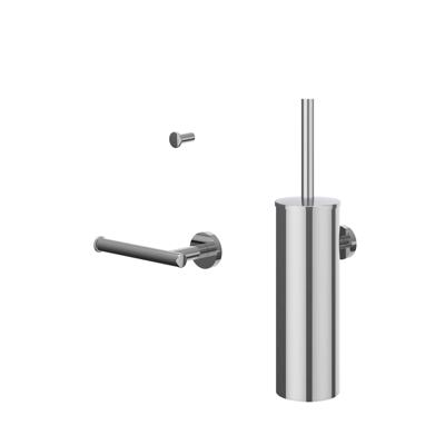 Accessoireset IVY Toiletborstelgarnituur Wandmodel, Kleine Handdoekhaak en Toiletrolhouder Chroom