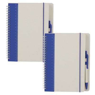 Notitieboekje / opschrijfboekje A5 - 2x - blauw - Harde kaft - 18 x 21 cm - 70 pagina's - met liniaa