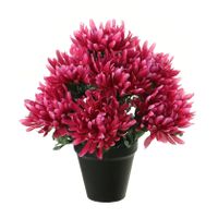 Kunstbloemen plant in pot - cerise roze tinten - 28 cm - Bloemenstuk ornament - thumbnail