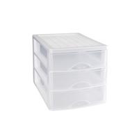 PlasticForte Ladeblok - 3 lades - wit - L35,5 x B27 x H26 cm - bureau organizer