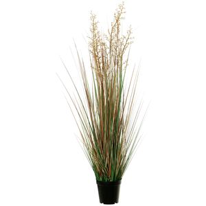 Louis Maes Quality kunstplant - Siergras met bes - groen/bruin - H95 cm - in pot