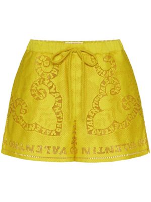 Valentino Garavani short brodé à lien de resserrage - Jaune