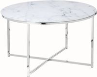 Artistiq Salontafel 'Roel', 80cm, Marmerlook, kleur Wit /Chroom