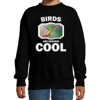 Sweater birds are serious cool zwart kinderen - vogels/ kolibrie vogel trui 14-15 jaar (170/176)  -