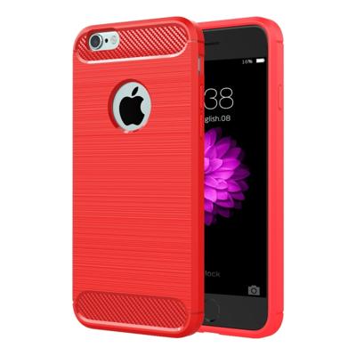 Voor iPhone 6 Plus & 6s Plus geborsteld textuur Fiber TPU ruige Armor beschermende Case(Red)