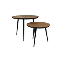 Salontafel Set Fishbone - 60/45 - Naturel/Zwart - Eiken