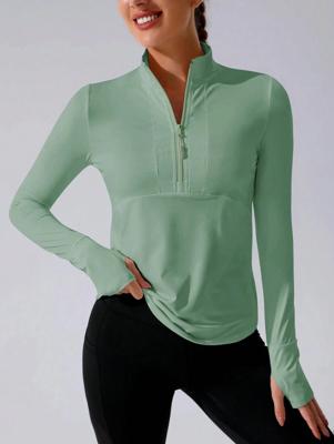 Black Half-Zip Running Sweatshirt with Thumb Holes - Sportswear Green / S