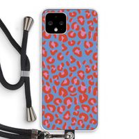 Leopard blue: Pixel 4 Transparant Hoesje met koord