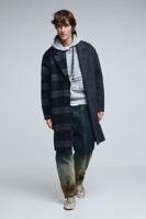 Geruite jas van twee materialen - BLACK - M