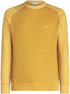 ETRO pull en laine vierge à logo brodé - Jaune