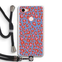 Leopard blue: Pixel 3 XL Transparant Hoesje met koord